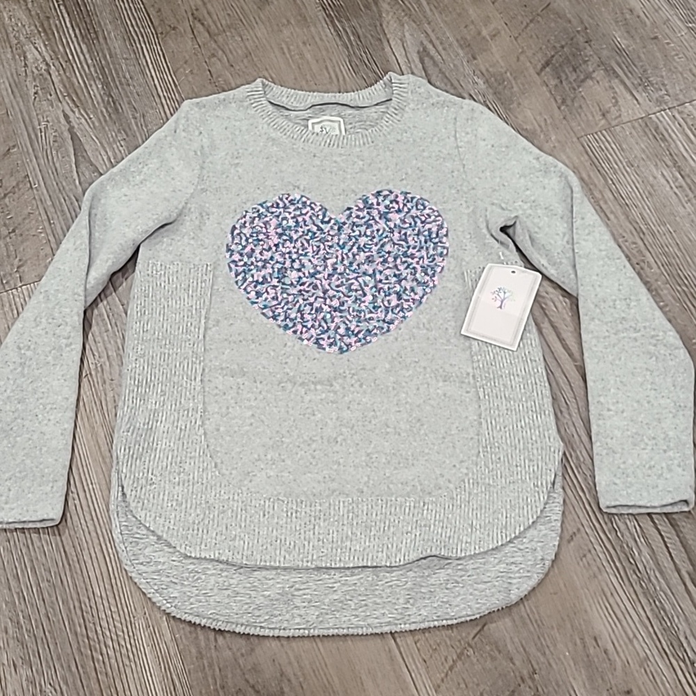 ColorTree Sequins Heart Knit Sweater Size Medium 10/12